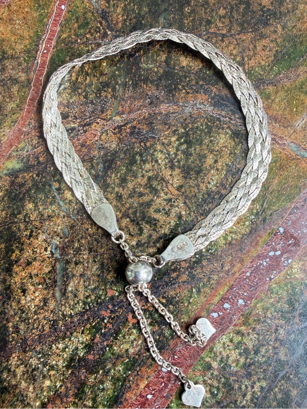 Adjustable up to 9” 5.5mm braided sterling silver bracelet!